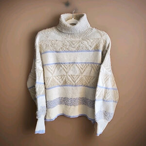 Women's Davi & Dani Pullover Turtleneck Sweater Oversized Balloon Sleeve Sz M A2